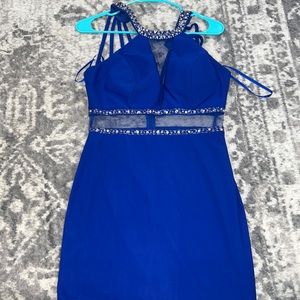 Royal blue beaded homecoming dress